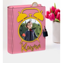 BK Kişiye Özel Fotoğraflı Ahşap Saatli Kumbara - Pembe