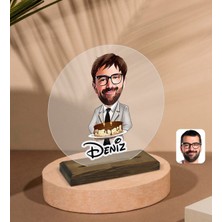 BK Kişiye Özel Erkek Doğum Günü Karikatürlü Yuvarlak Ahşap Standlı Biblo-4