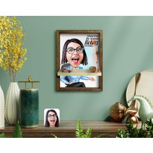 BK Kişiye Özel Kadın Kolay Yetişmiyor Karikatürlü Doğal Masif Ahşap Çerçeveli Tablo Duvar Rafı-2