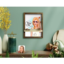 BK Kişiye Özel Kadın Kolay Yetişmiyor Karikatürlü Doğal Masif Ahşap Çerçeveli Tablo Duvar Rafı-4