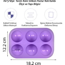 Heydiye Yarım Küre Silikon Pasta / Kek Kalıbı Küçük Boy (6 Hazne, 5.2cm Çap, 2.7cm Derinlik)