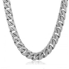 Chavin 13 mm. Kalın 60 cm. Taşlı Alloy Erkek Zincir ek21by