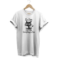 Remonz I Am Fine Everything Is Fine Baskılı Oversize T-Shirt