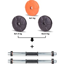 Ecgspor 23 kg Turuncu Siyah Halter Seti ve Dambıl Seti