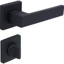 Çebi Croma Zera Siyah Zamak Kare Rozetli Lüks Wc Kapı Kolu