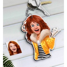 BK Kişiye Özel Barbie Bebek Karikatürlü Ahşap Anahtarlık-7
