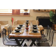 Ntconcept Doğal Ahşap Sandalyeli Masa TAKIMI(85CM-125CM Masa+4 Sandalye)