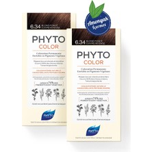 Phyto Phytocolor 6.34 Koyu Kumral Dore Bakır Amonyaksız Kalıcı Bitkisel Saç Boyası Ikili  Set