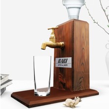 BK Custom Wooden Natural Rakı Stand With Tap - Walnut