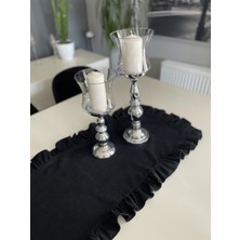 Decamor Home Siyah Tam Fırfırlı Vintage Runner