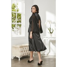 Pierre Cardin  Saten Dantelli Gecelik  Sabahlık Takım   4375