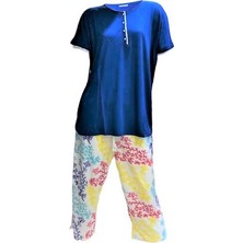 Blu Dream Battal Viskon Kısa Kol Büyük Beden Bayan Kapri Takım