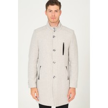 Dewberry PLT8386 Dewberry Erkek Palto-Desenli Açık Gri