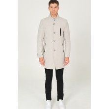 Dewberry PLT8386 Dewberry Erkek Palto-Desenli Açık Gri