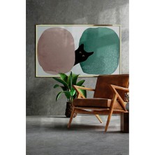 Özcanlar Çerçeve Çerçeveli Tablo Modern Sanatsal Dekorasyon Ev Dekoru Tekli Çerçeve Tablo Kedili Çerçeveli Poster ÖZC-455