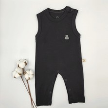 Bebek Star Siyah Kolsuz Fitilli Bebek Tulumu %100 Cotton