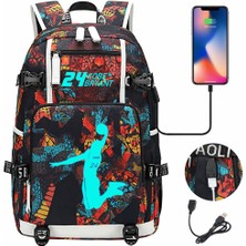 TopOne Basketbolcu Yıldız Kobe Çok Işlevli USB Şarj Portlu Sırt Çantası (Yurt Dışından)