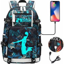 TopOne Basketbolcu Yıldız Kobe Çok Işlevli USB Şarj Portlu Sırt Çantası (Yurt Dışından)