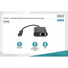 Dıgıtus DN-3027 USB Type-C Gigabit Ethernet Adaptörü Power Delivery Destekli