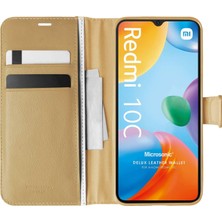 Microsonic Xiaomi Poco C40 Kılıf Delux Leather Wallet Gold