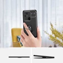 Case 4U Poco C40 Kılıf Autofocus Shockprof Ravel Yüzüklü Standlı Slikon Kapak Mavi