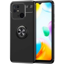 Case 4U Poco C40 Kılıf Autofocus Shockprof Ravel Yüzüklü Standlı Slikon Kapak Siyah