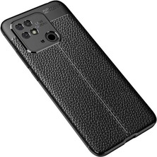 Case 4U Xiaomi Poco C40 Uyumlu Kılıf Darbeye Dayanlıklı Deri Görünümlü Niss Silikon Arka Kapak Lacivert