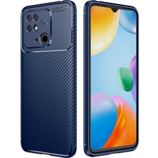 Case 4U Xiaomi Poco C40 Kılıf Rugged Armor Karbon Desenli Lüx Negro Silikon Arka Kapak Lacivert