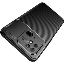 Case 4U Xiaomi Poco C40 Kılıf Rugged Armor Karbon Desenli Lüx Negro Silikon Arka Kapak Lacivert