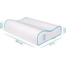 Viscofoam Yüksek Boyun Destekli Ortopedik Yastık Çift Boyun Destekli Visco Yastık - 60x40x14-12cm