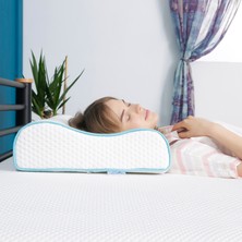 Viscofoam Yüksek Boyun Destekli Ortopedik Yastık Çift Boyun Destekli Visco Yastık - 60x40x14-12cm