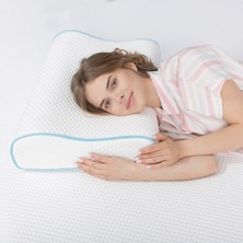 Viscofoam Yüksek Boyun Destekli Ortopedik Yastık Çift Boyun Destekli Visco Yastık - 60x40x14-12cm