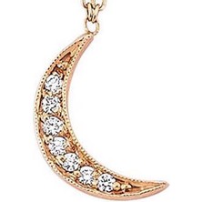 İryum 14 Ayar Altın 0.05 Karat Pırlanta Hilal Kolye