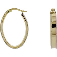 İryum Çift Renk Altın Halka Küpe