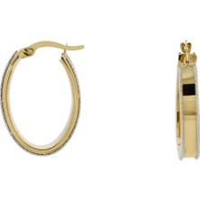 İryum Çift Renk Altın Halka Küpe