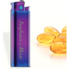 BK Kişiye Özel Isimli Gökkuşağı Cricket Deluxe Turbo Taşlı Metal Çakmak