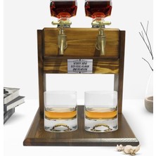 BK Kişiye Özel Çift Musluklu Doğal Ahşap Viski Standı – Ceviz