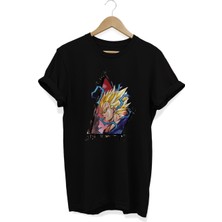 Remonz Dragonball Goku Super Saiyan Form Anime Tasarım Baskılı Oversize T-Shirt