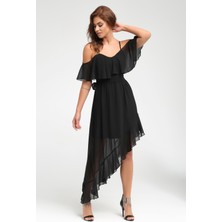 Laranor Omuz ve Etek Ucunda Volan Detaylı Elbise