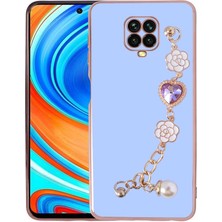 Fibaks Xiaomi Redmi Note 9 Pro Uyumlu Çiçek Desenli Askılı Tutamaçlı Kamera Korumalı Kılıf