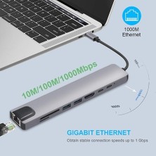 Comse Macbook Pro Air Uyumlu USB Type-C 8 Hub Dönüştürücü Çevirici Çoklayıcı USB Hdmı Micro Sd 8 Girişli