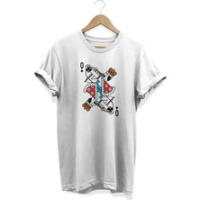 Remonz Queen Freddy Mercury Iskambil Serisi Baskılı Beyaz Oversize T-Shirt