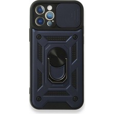 Case Street Apple iPhone 12 Pro Kılıf Tank Aramid Sürgülü Vega Yüzüklü+Nano Lacivert