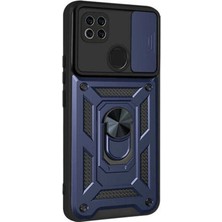Case Street Xiaomi Redmi 9c Kılıf Tank Aramid Sürgülü Vega Yüzüklü+Nano Lacivert