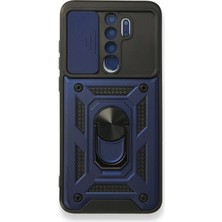 Smcase Xiaomi Redmi Note 8 Pro Kılıf Tank Aramid Sürgülü Vega Yüzüklü+Nano Lacivert