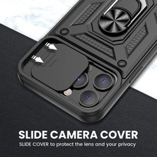 Dlrcase Apple iPhone 13 Pro Kılıf Tank Aramid Sürgülü Vega Yüzüklü+Nano Siyah