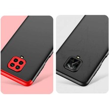 Dlrcase Xiaomi Redmi Note 9 Pro Kılıf Ays 3 Parçalı Önü Açık Sert Rubber Koruma+Nano Kırmızı