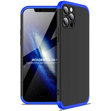 Case Street Apple iPhone 12 Pro Kılıf Ays 3 Parçalı Önü Açık Sert Rubber Koruma+Nano Mavi