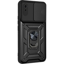 Case Street Xiaomi Redmi 9A Kılıf Tank Aramid Sürgülü Vega Yüzüklü+Nano Siyah