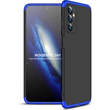 Case Street Samsung Galaxy M23 Kılıf Ays 3 Parçalı Önü Açık Sert Rubber Koruma+Nano Mavi